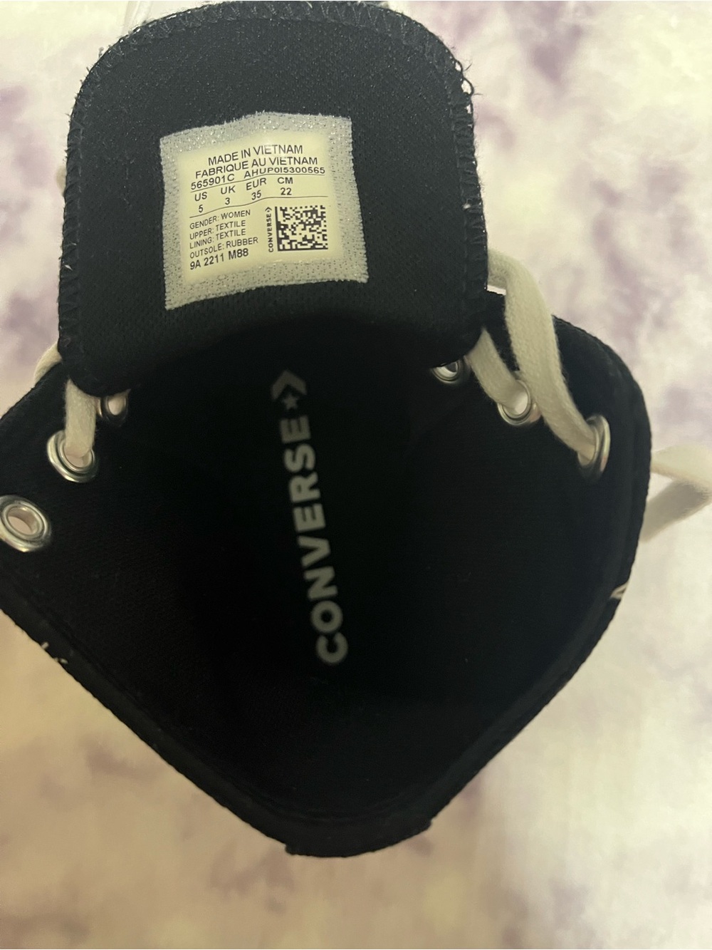 Converse Black and White Platform Lug-Sole High-Top Sneakers - Picture 5 of 6